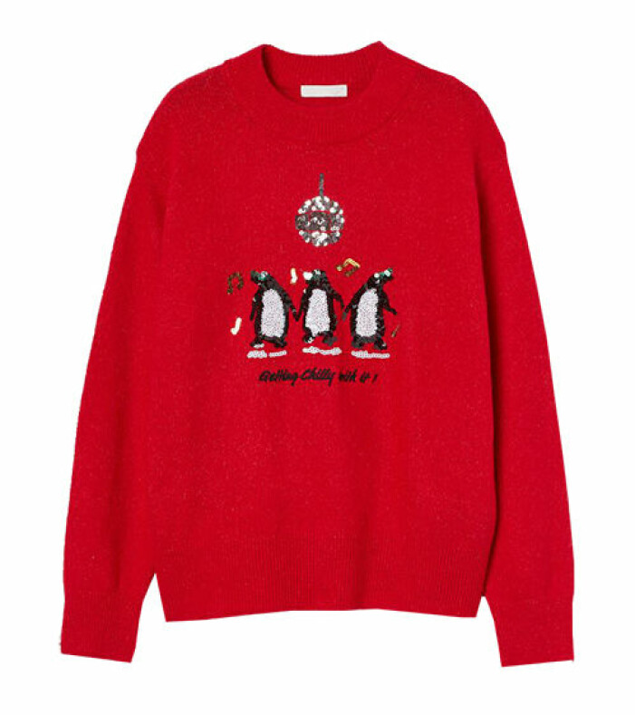 röd jultröja med paljetter