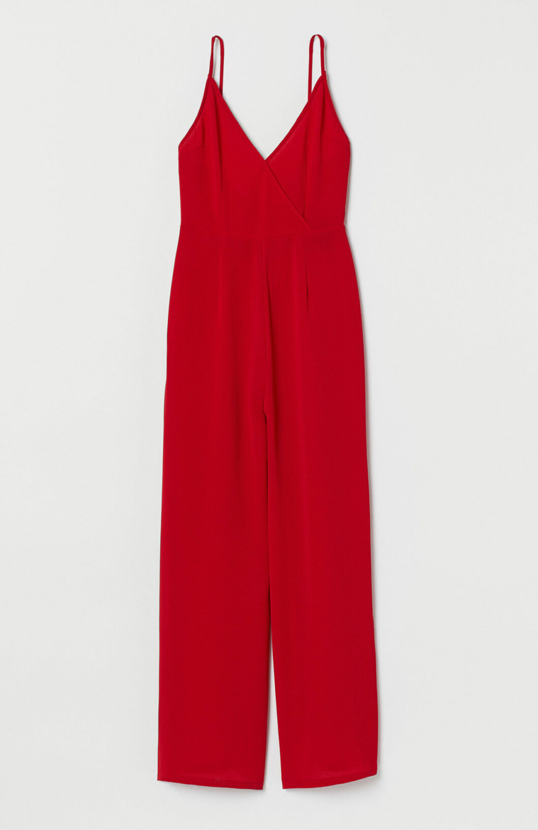 Röd jumpsuit med smala band för dam till festen