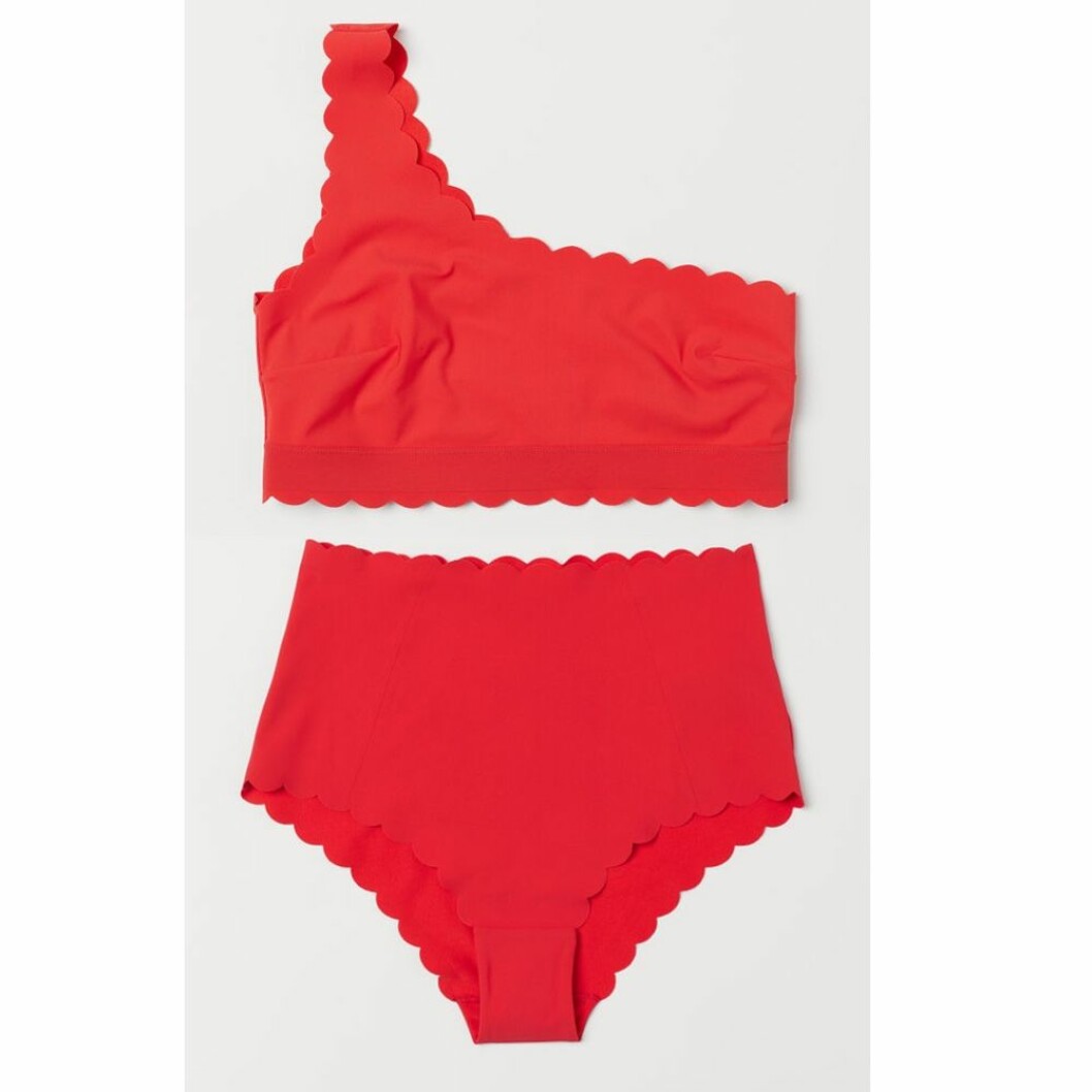 Röd one shoulder bikini
