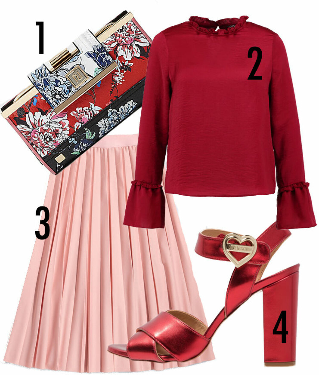 rosa röd outfit