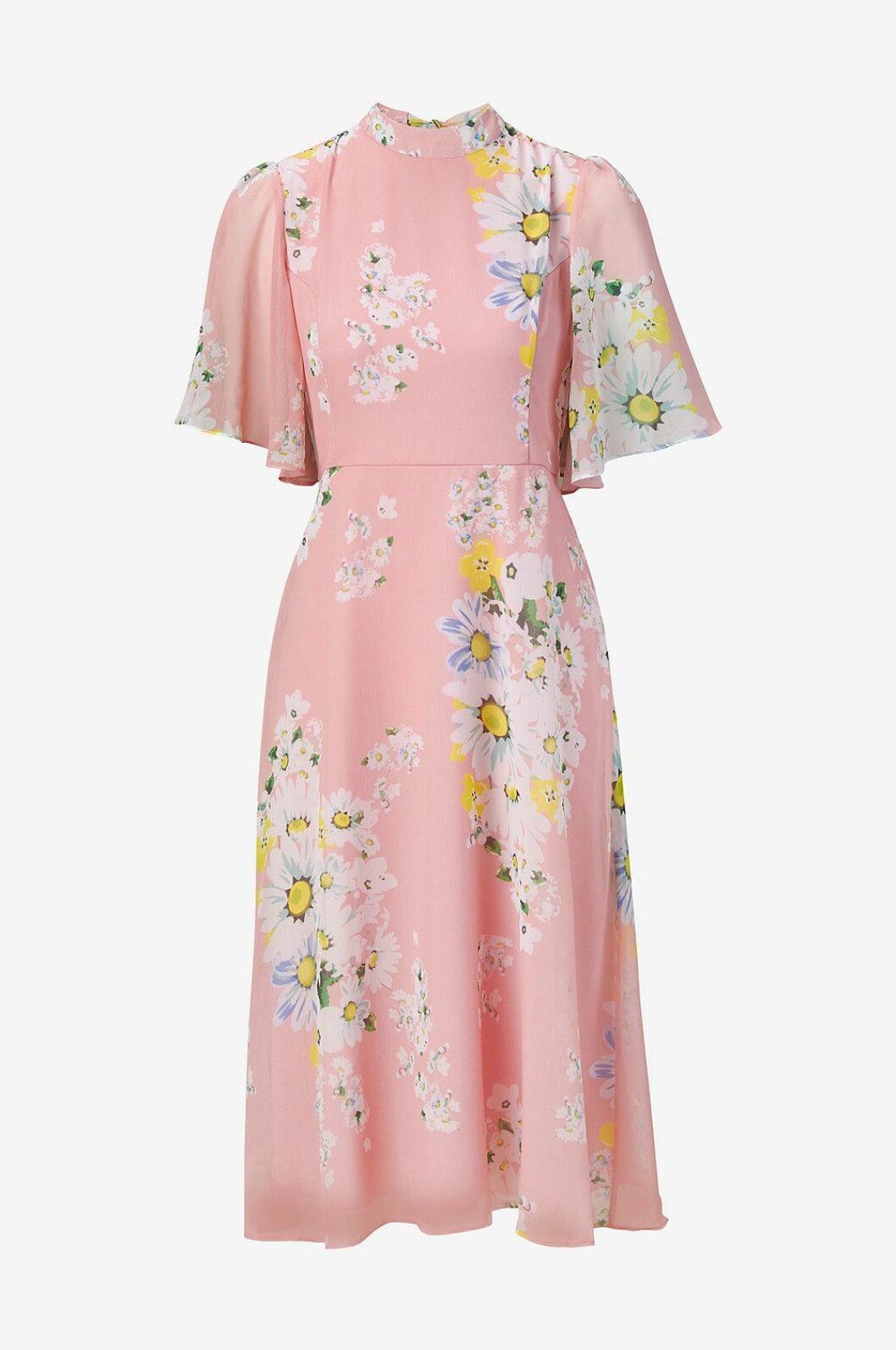 Rosa klänning med blommor till bröllop 2019
