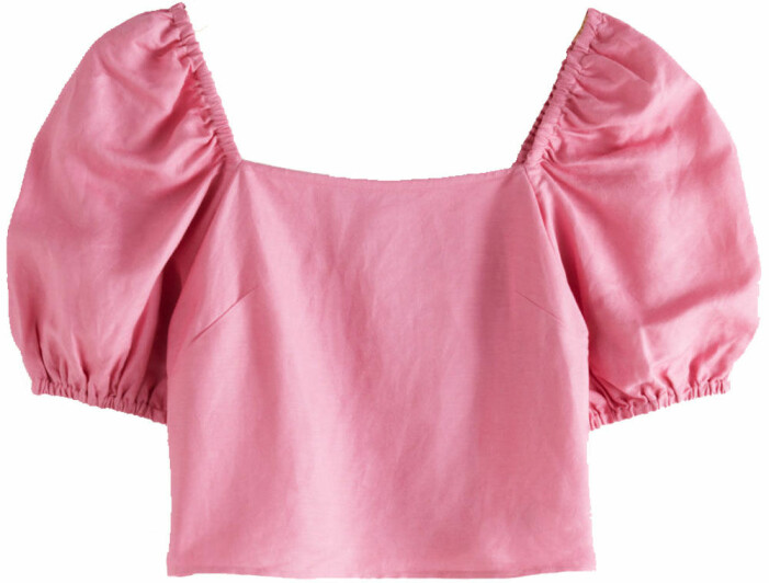 rosa croptop med puffärm