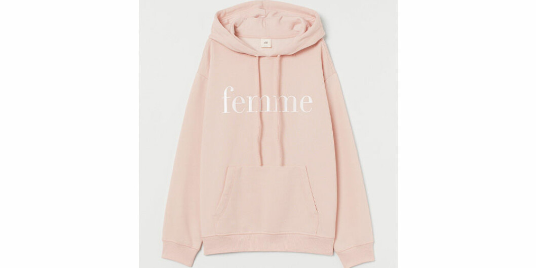Rosa hoodie med text