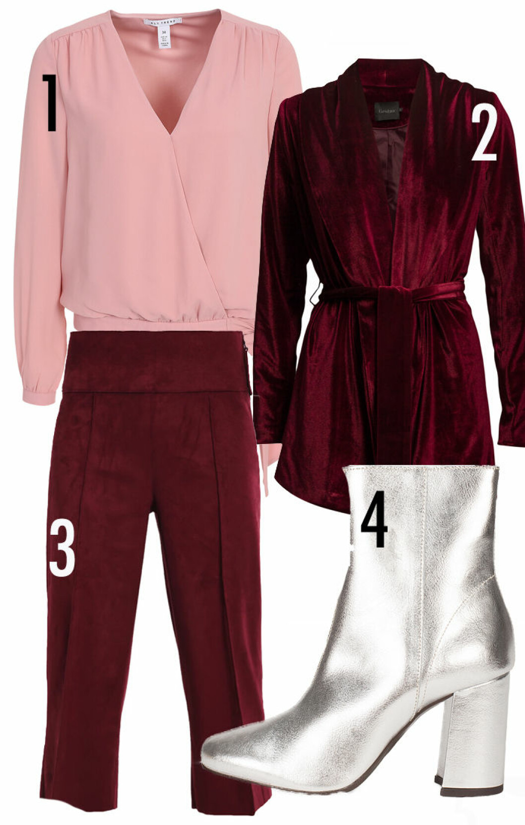 rosa och vinrod outfit 1