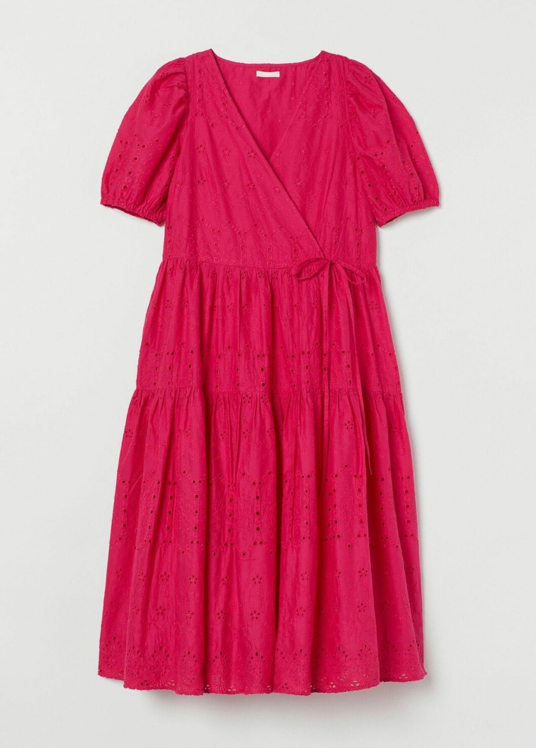 Rosa omlottklänning med broderier från H&M