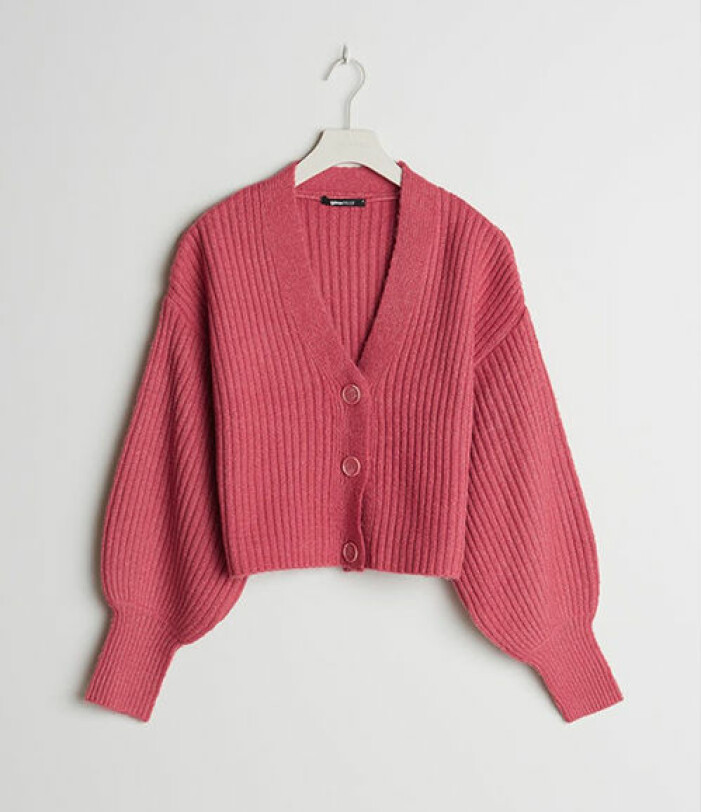 Rosa stickad cardigan från Gina Tricot