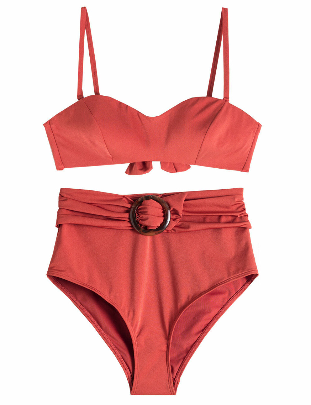 Roströd bikini med hög midja