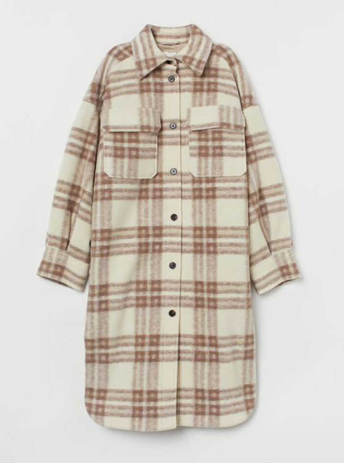 Rutig lång jacka från H&M