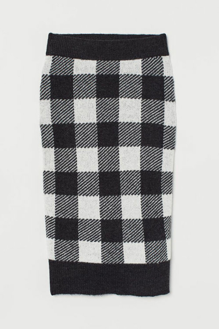 Rutig stickad kjol från H&M