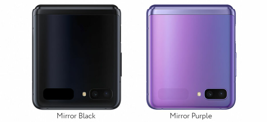 Samsung Galaxy Z Flip kommer i färgerna Mirror Black och Mirror Purple.