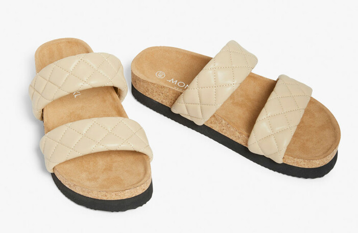 beiga quiltade tofflor från monki