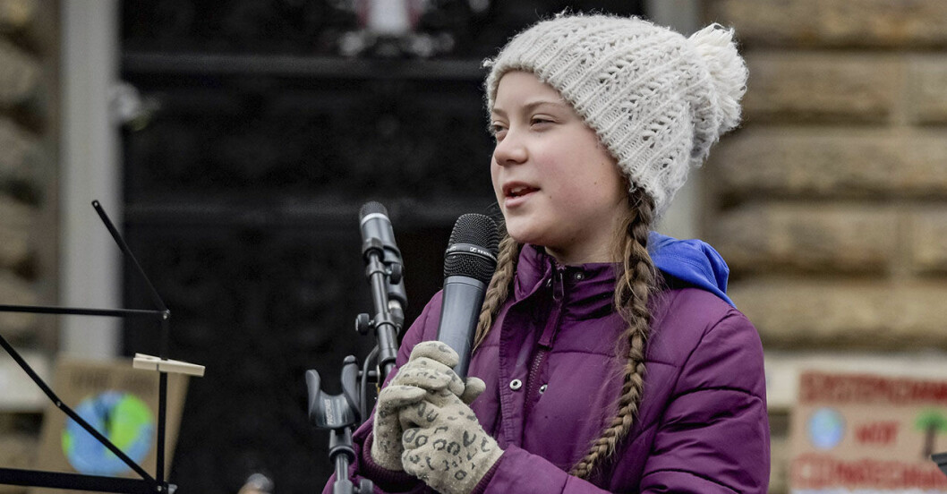 Greta Thunberg framför svenska riksdagen