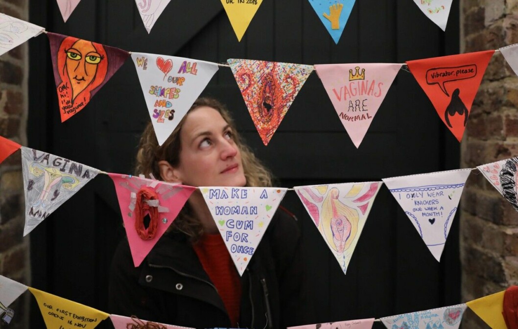 Snipp-flaggor på det nyöppnade museet. Foto: TT Vaginamuseum i London
