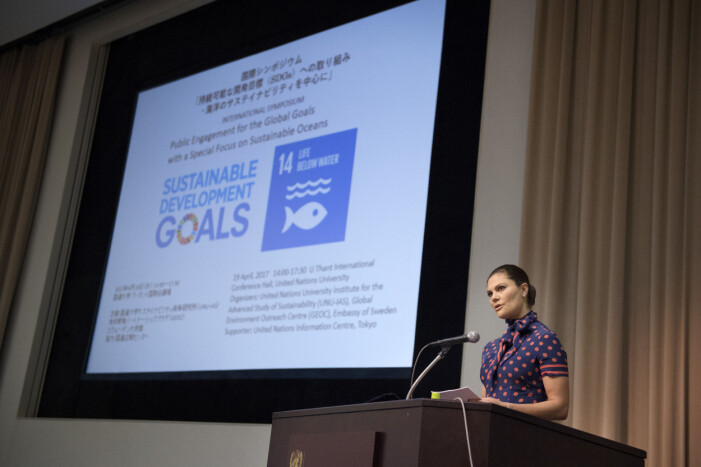 Kronprinsessan talar om FN:s globala hållbarhetsmål i Japan.