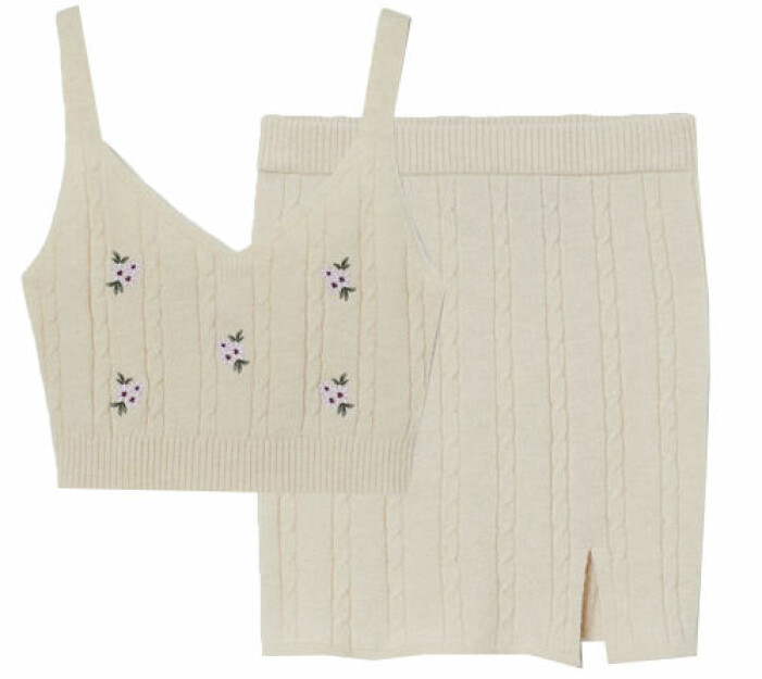 Stickat set med broderade blommor från h&M