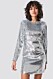 Silverfärgad paljettklänning med lång ärm för dam till 2019