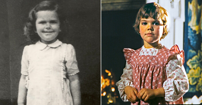 Drottning Silvia när hon är 4 år och kronprinsessan Victoria när hon är 4 år.