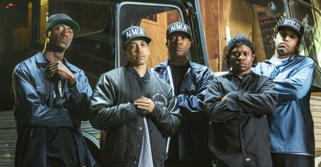 Skådespelarna i Straight Outta Compton som spelar gruppmedlemmarna i NWA.