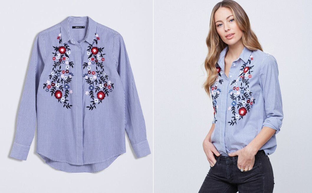 skjorta broderade blommor gina tricot