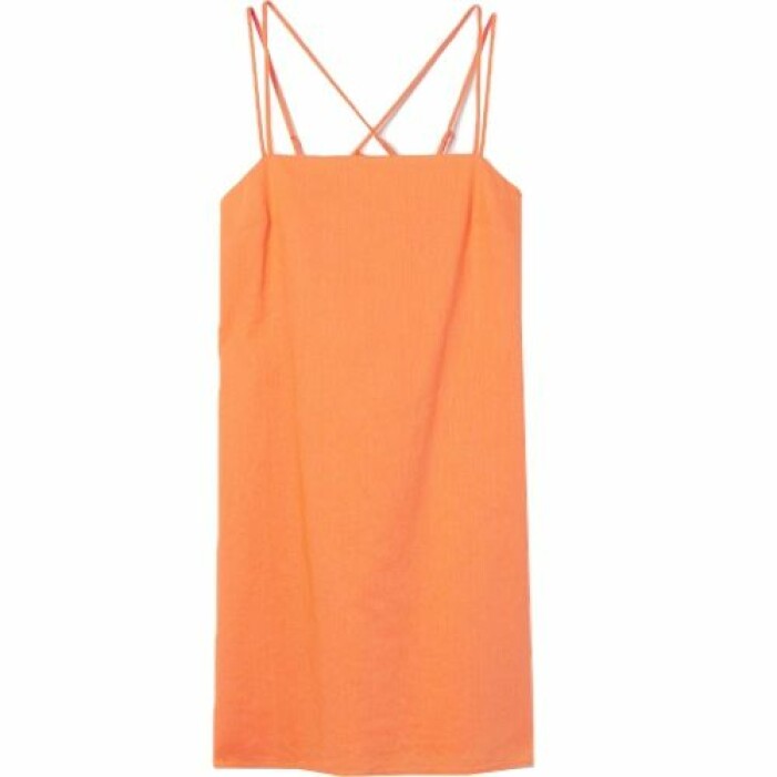 Orange klänning i linne från H&M