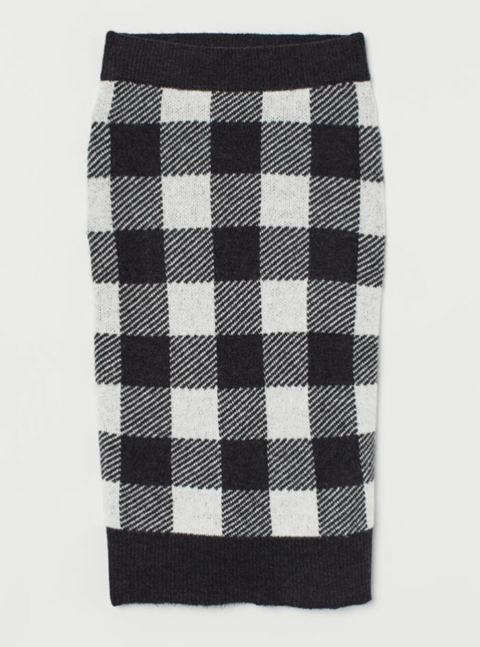 Stickad kjol i rutigt mönster från H&M