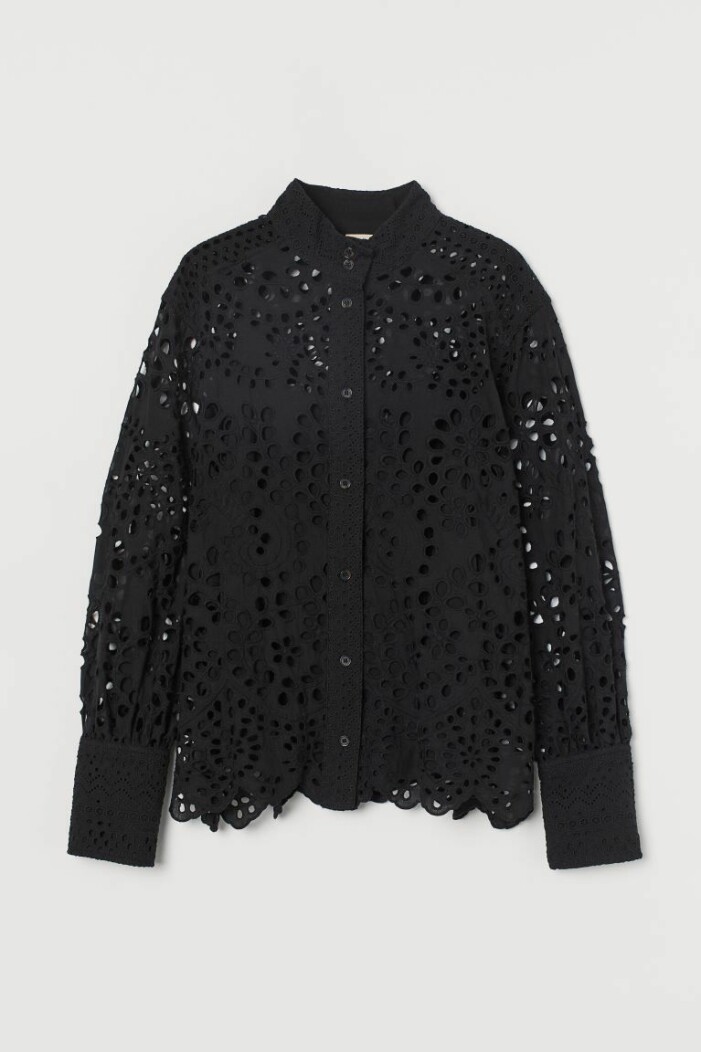 svart blus broderie anglaise H&M
