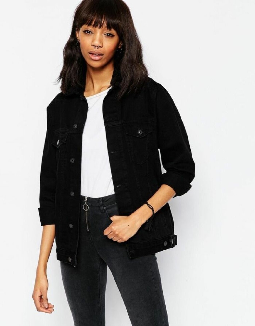 svart jeansjacka topshop