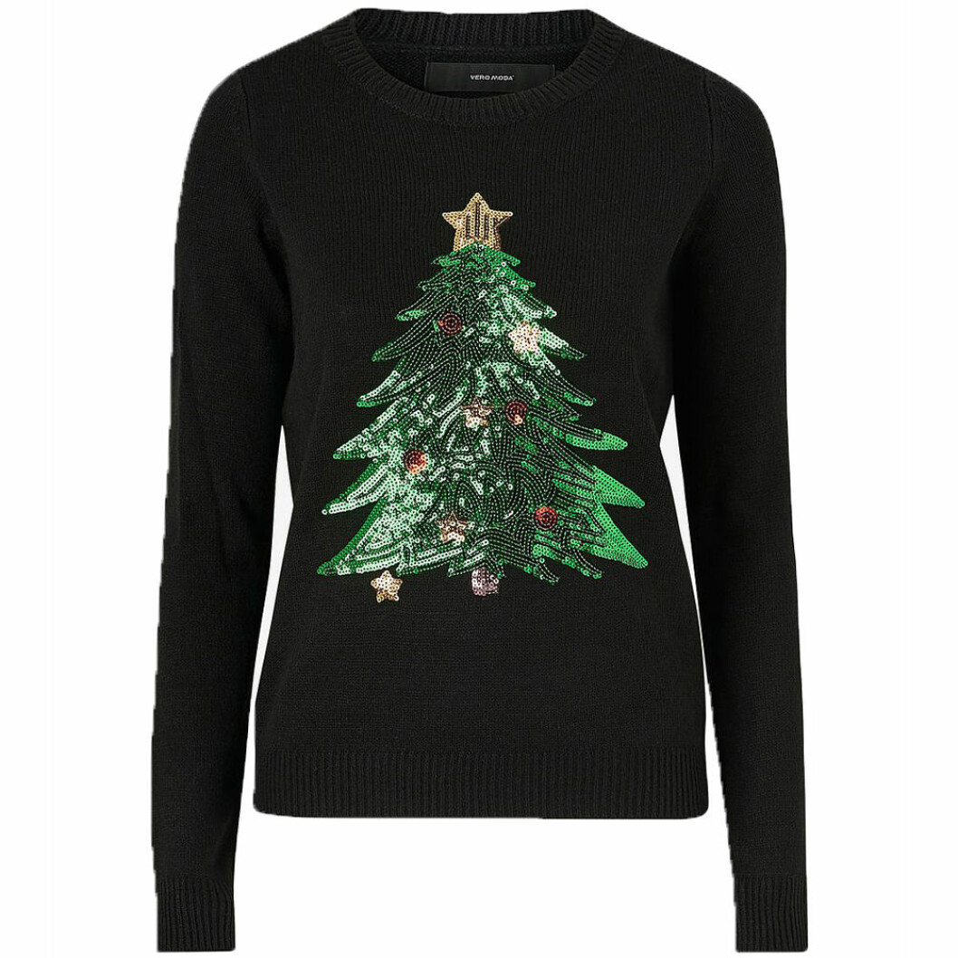 Jultröja i svart färg med julgran