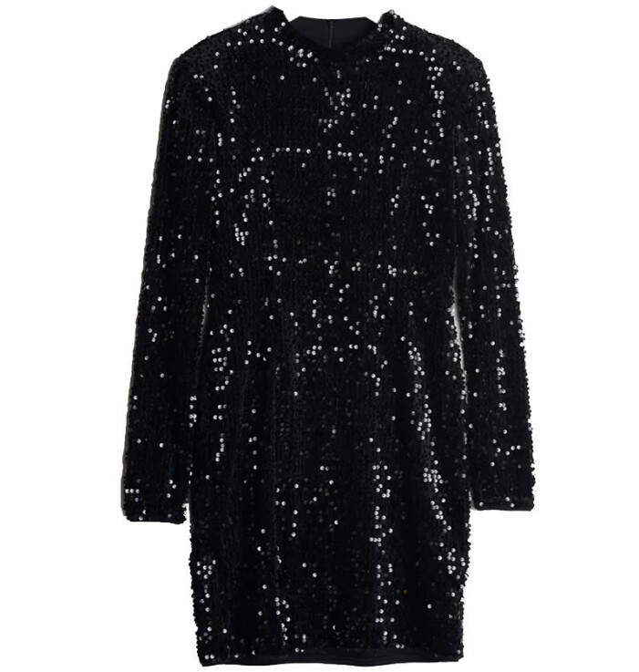 svart paljettklänning gina tricot