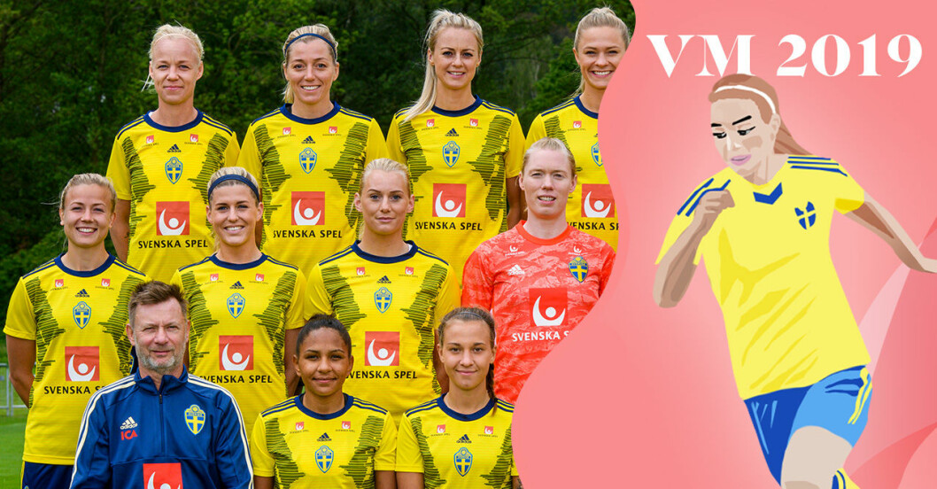 Svenska damlandslaget i fotboll under VM i Frankrike 2019.