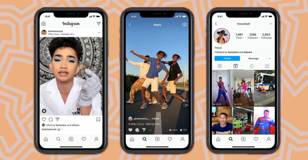 Exempel på nya funktionen Reels på Instagram