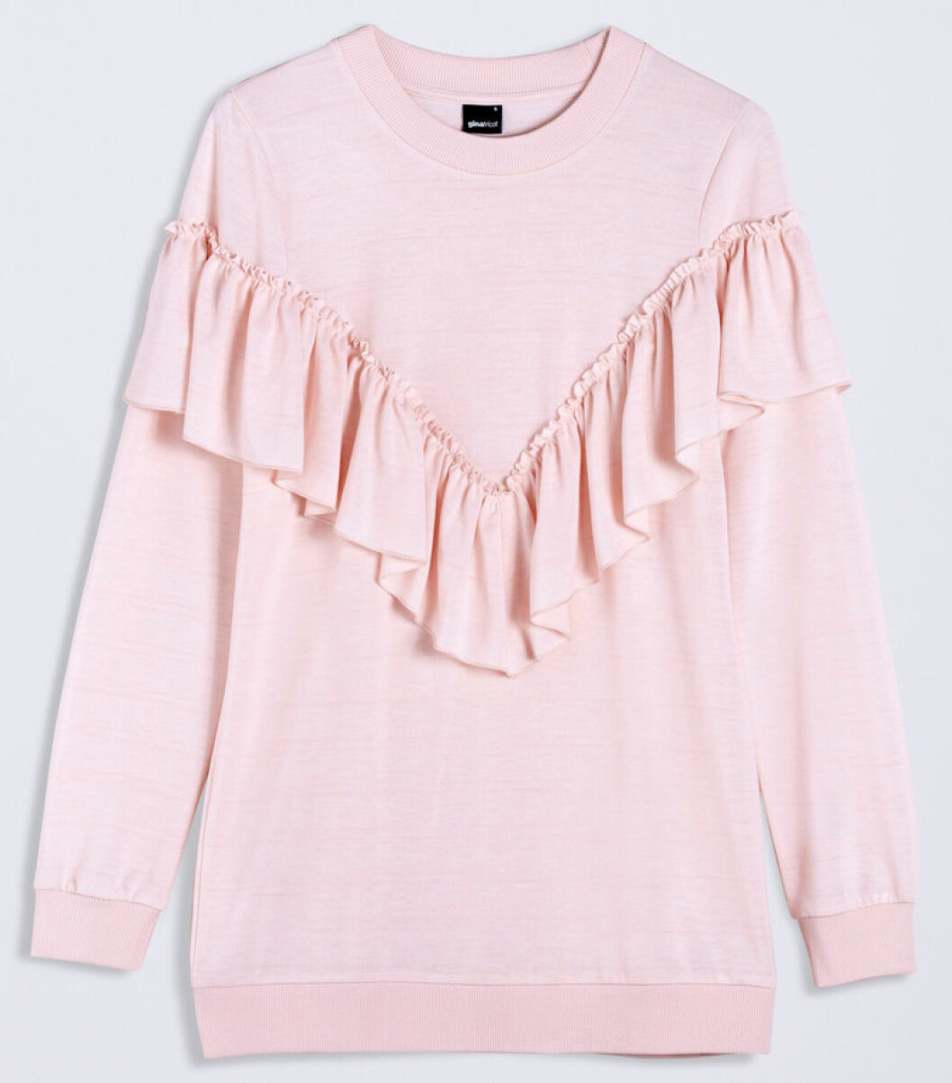tröja volang rosa