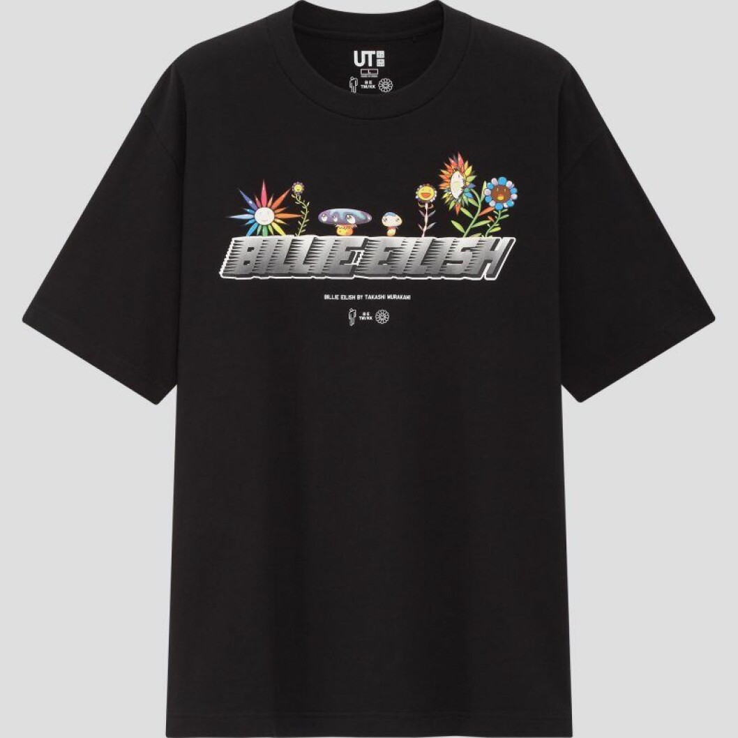Billie Eilish x Takashi Murakami för Uniqlo: svart t-shirt med tryck för herr