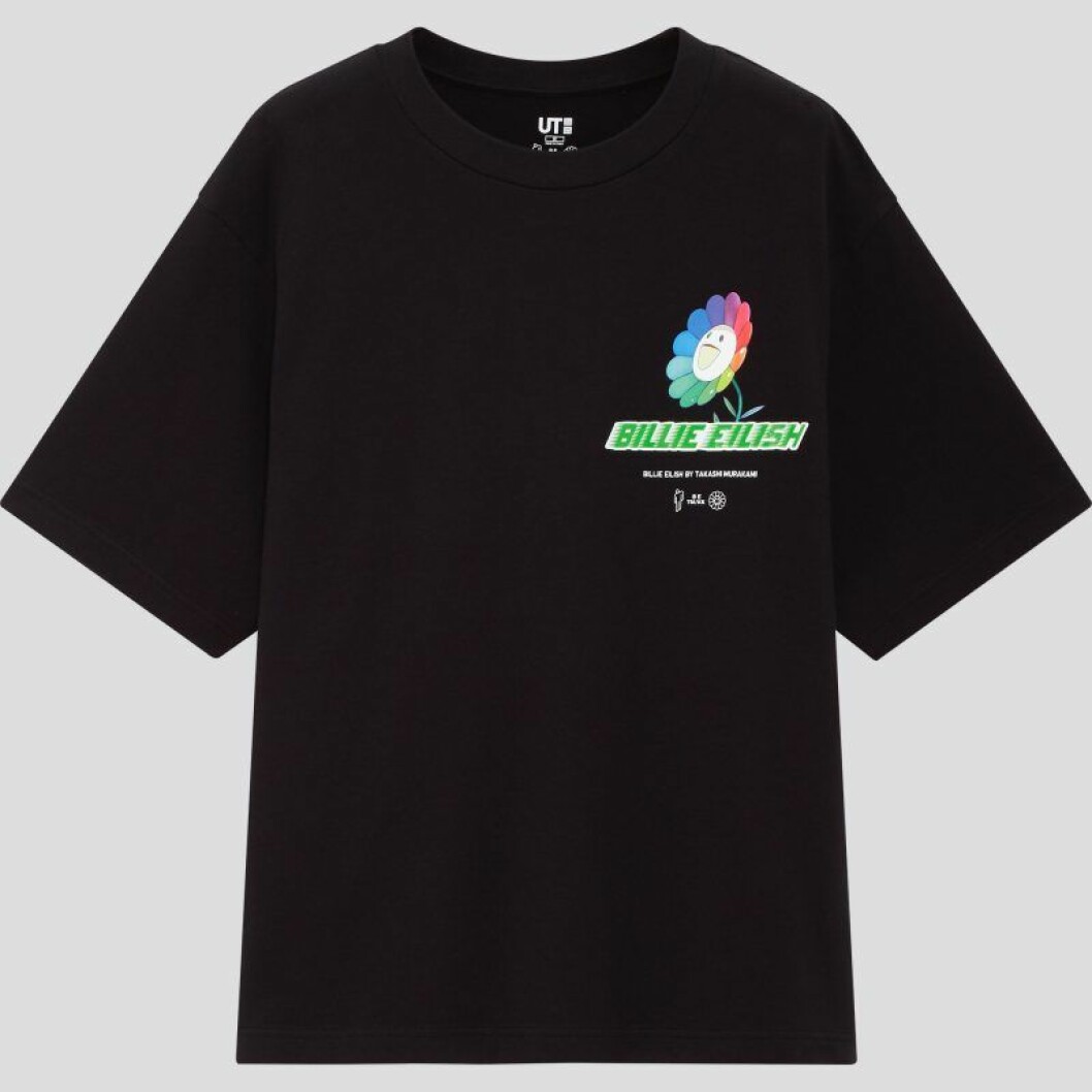 Billie Eilish x Takashi Murakami för Uniqlo: svart t-shirt med tryck
