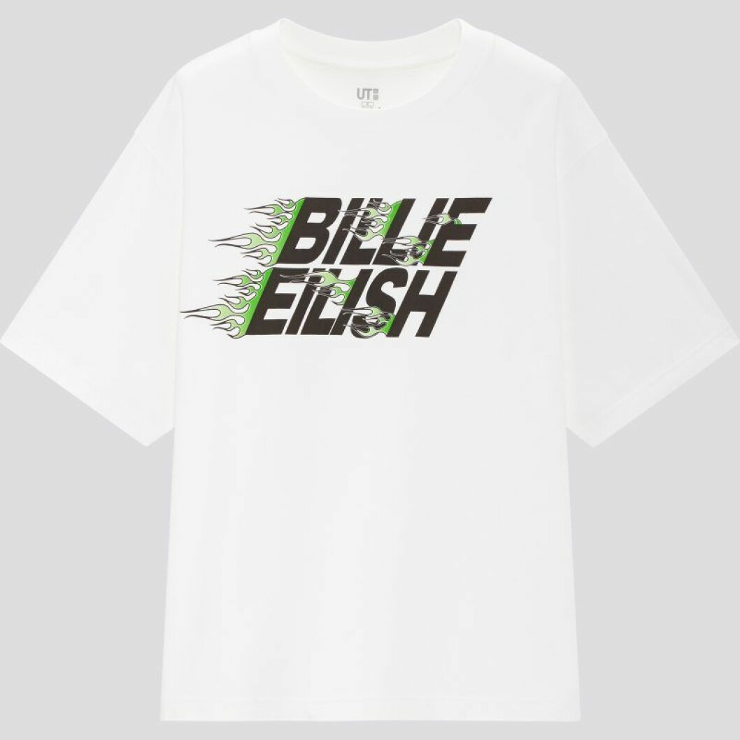 Billie Eilish x Takashi Murakami för Uniqlo: Vit t-shirt med logga