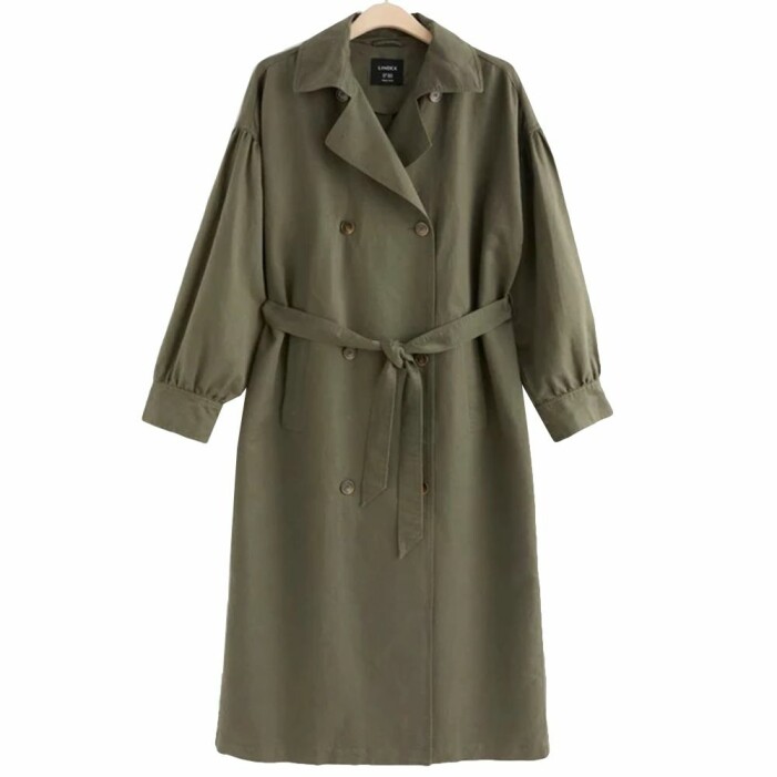 Grön trenchcoat i lång modell dam lindex
