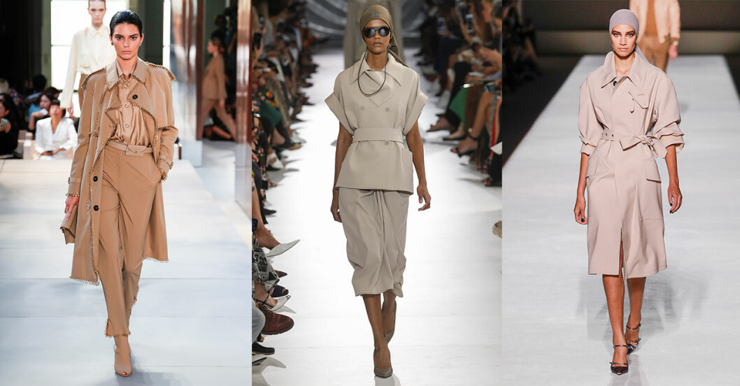 Burberry, Max Mara och Tom Ford visade jordnära toner på catwalken. Vårmode 2019 trender: Beige
