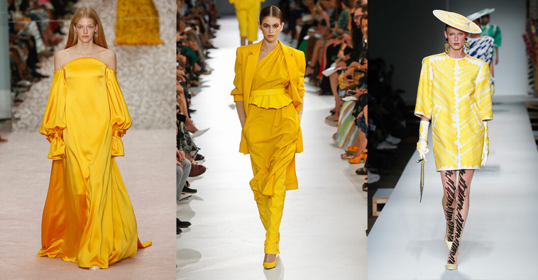 Carolina Herrera, Max Mara och Moschino visade solgula plagg inför 2019. Vårmode 2019 trender: Gult