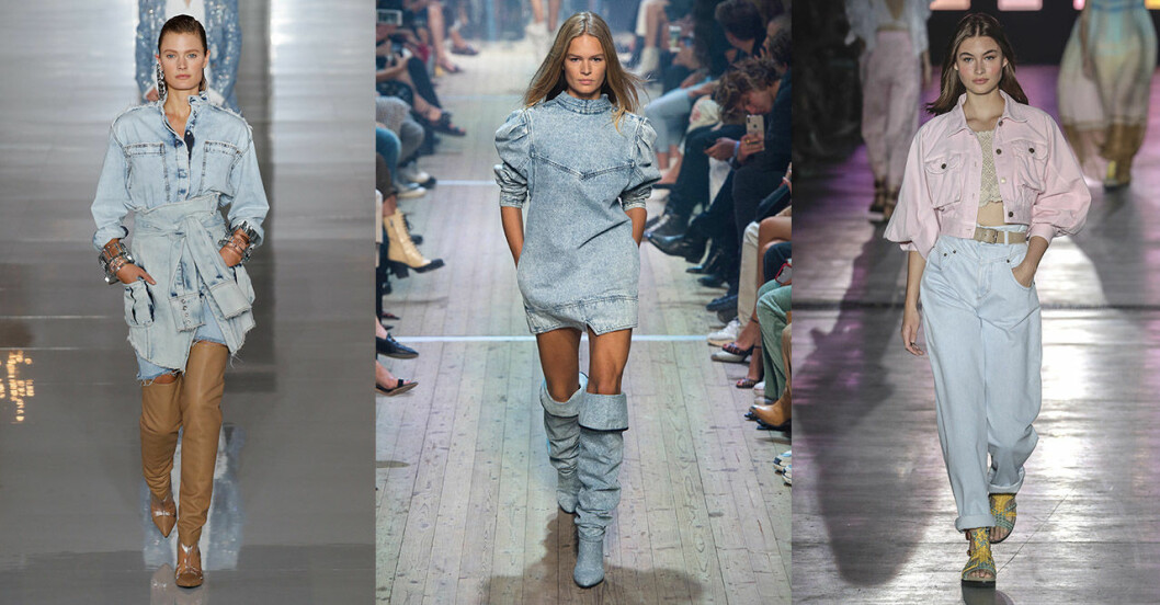Balmain, Isabel Marant och Alberta Ferretti satsar på ljus denim våren 2019. Vårmode 2019 trender: Ljusa jeans