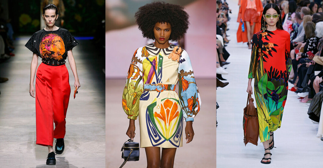 Christopher Kane, Louis Vuitton, Valentino. Vårmode 2020: Trend – tropiska mönster och moder jord