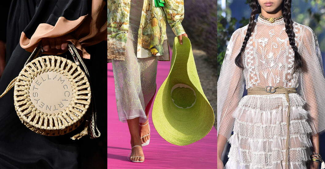 Stella McCartney, Jacquemus, Christian Dior. Vårmode 2020: Trendiga accessoarer – strådetaljer