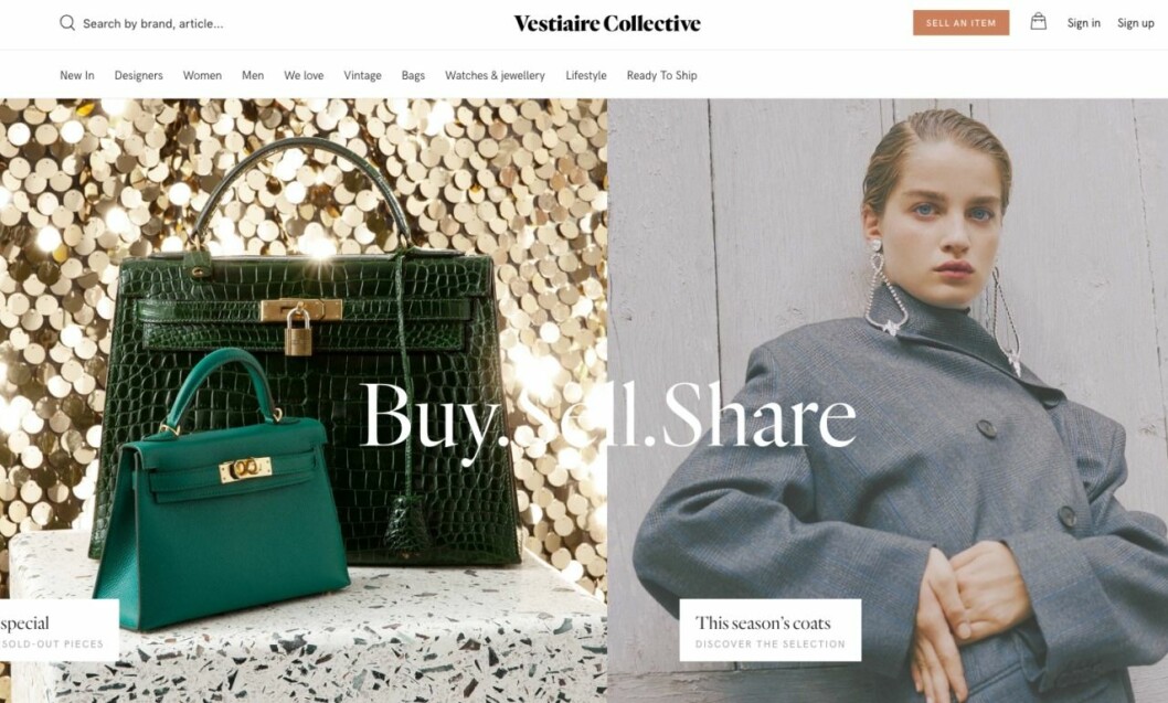 Vestiaire Collective fokuserar på premiummode och här kan du fynda produkter från de lyxiga modehusen. Vestiaire Collective second hand online