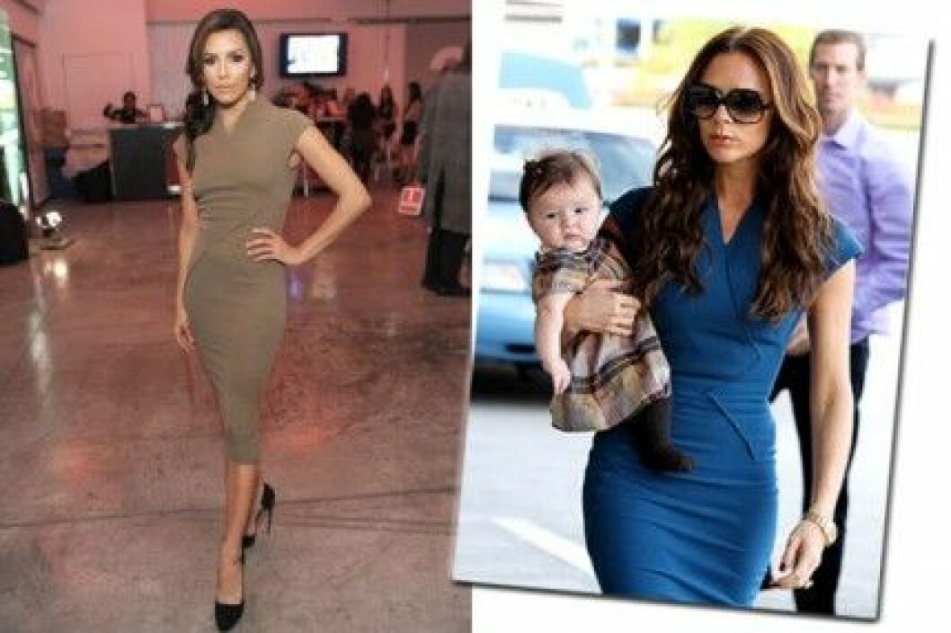 Victoria har inga problem att gå i klänningen. victoriabeckham2
