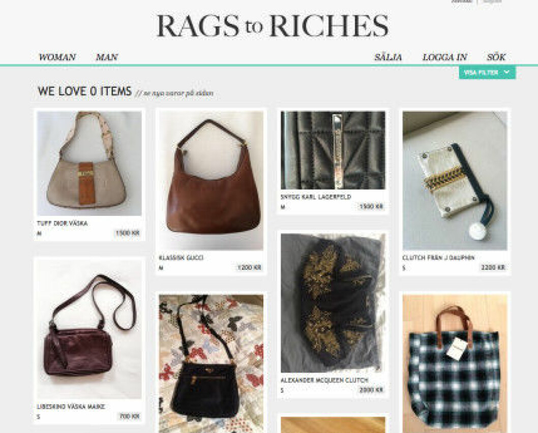 RagsToRiches.se är en second hand-sajt för privatpersoner. vintagebutik online