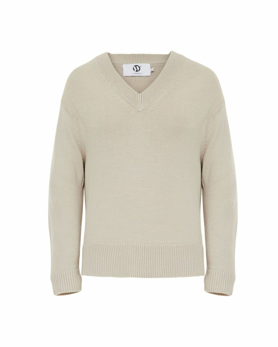 Beige kofta med v-ringning. <a href="https://track.adtraction.com/t/t?a=1241227584&as=1213860375&t=2&tk=1&epi=wakakuu-beige-troja&url=https://www.wakakuu.com/se/catalog/product/view/id/165475/s/wakakuu-icons-troja-v-neck/category/3636/" target="_blank" rel="noopener">Här kan du köpa den</a>. Beige kofta med v-ringning från Wakakuu.