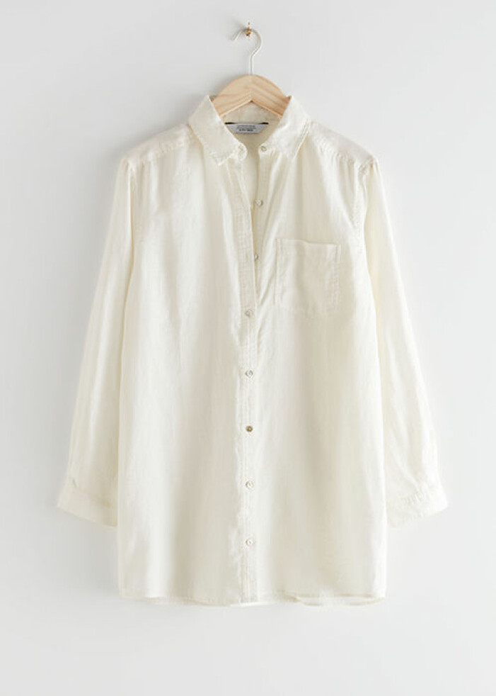 Vit oversized skjorta i linne från & Other Stories