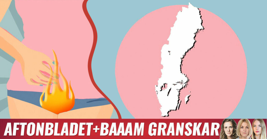 6 av 21 regioner saknar vulvamottagning visar Baaam och Aftonbladet.